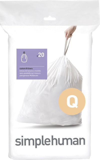 Simplehuman Code Q Abfallbeutel – 50 Liter – 20 Stück – mit Kordelzug – weiß