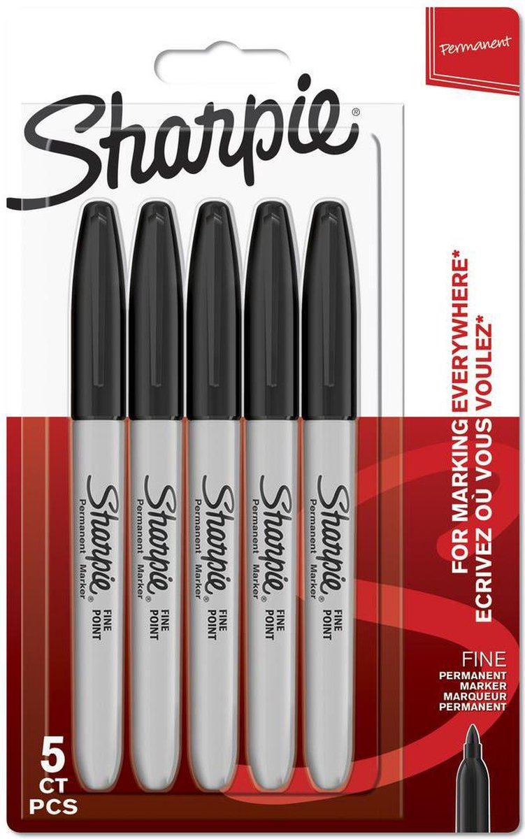 Sharpie Permanentmarker | feiner Punkt | schwarze Tinte | 5 Stück