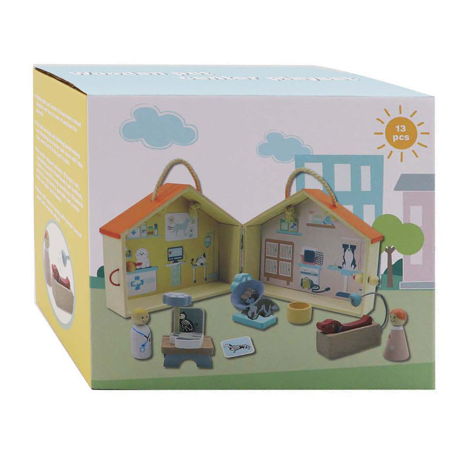Tierarzt-Spielset aus Holz, 13-teilig.