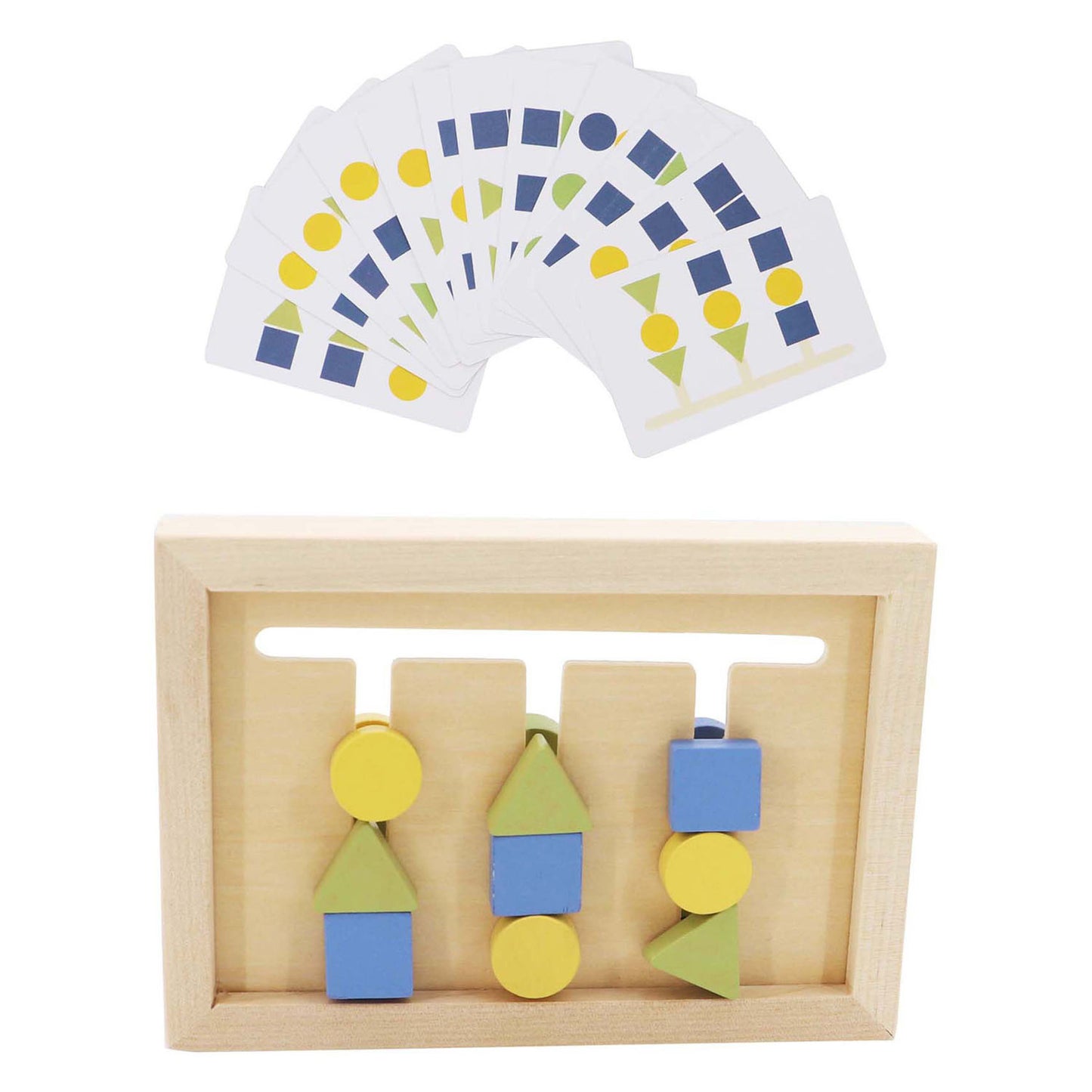 Imp-Spiel zum Sortieren von Formen und Farben aus Holz