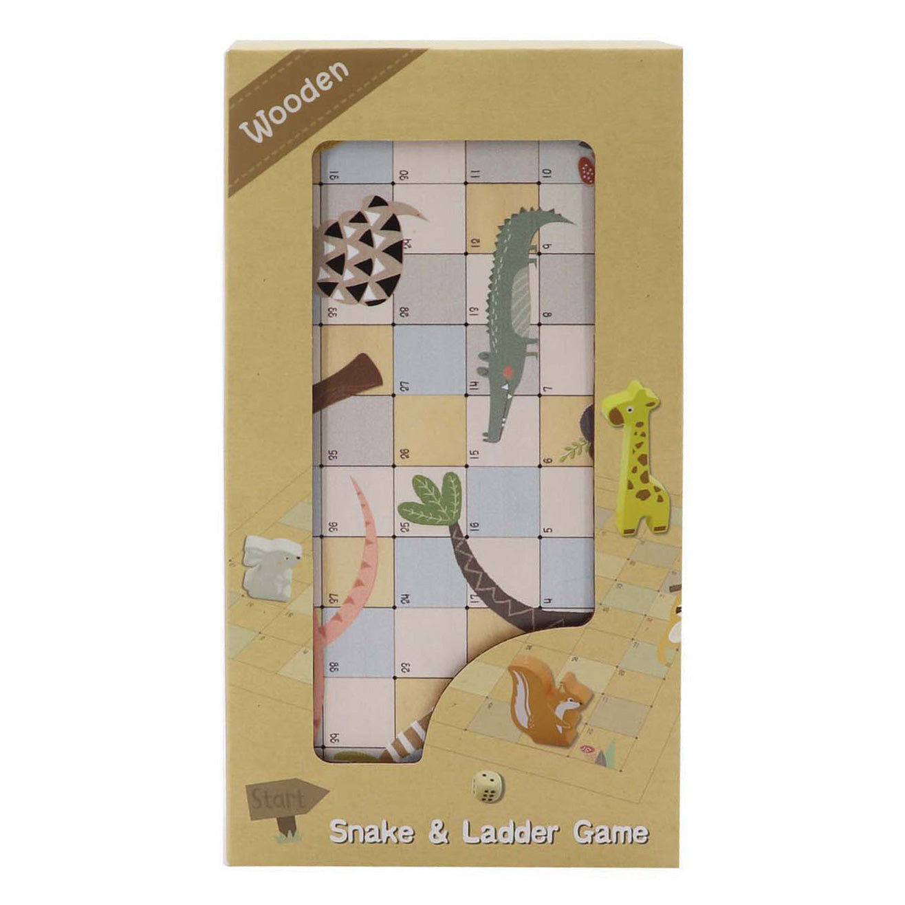 Spiel mit Schlangen und Leitern aus Holz