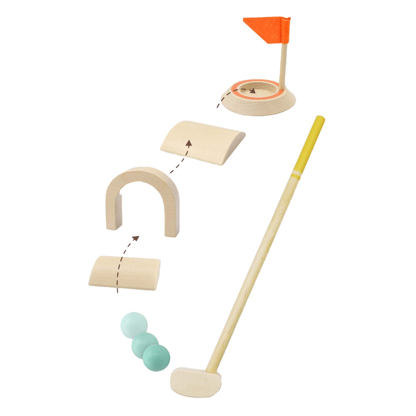 Holz-Minigolf-Set, 8-teilig.