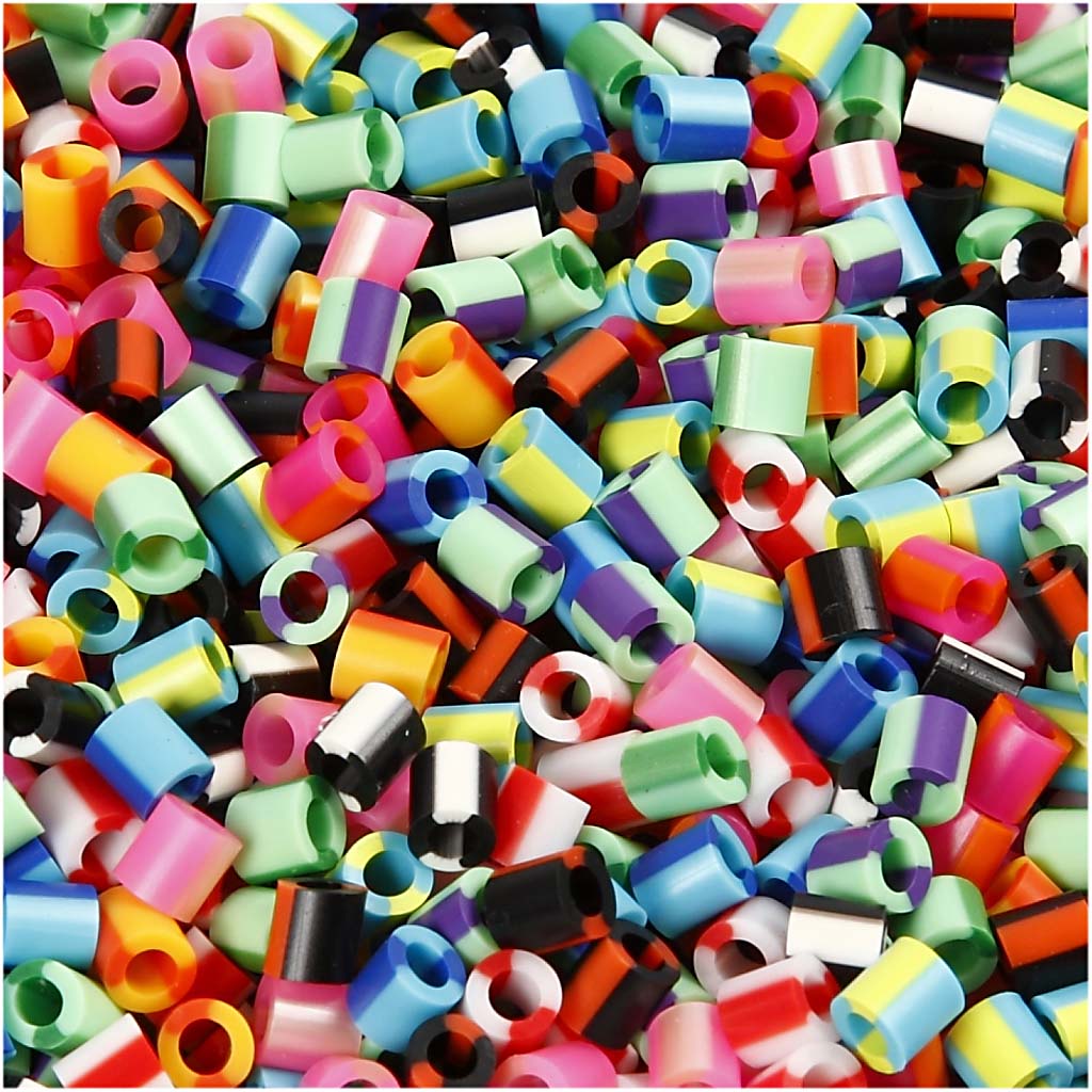 Nabbi-Perlen zum Aufbügeln, Größe 5 x 5 mm, Lochgröße 2,5 mm, mittel, gestreift, 10.000 Teilungen, 1 Box