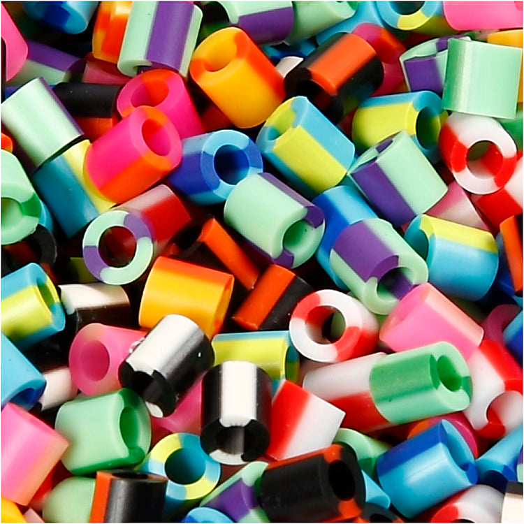 Nabbi-Perlen zum Aufbügeln, Größe 5 x 5 mm, Lochgröße 2,5 mm, mittel, gestreift, 1100 Teilungen, 1 Box
