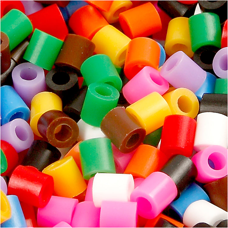 Nabbi-Perlen zum Aufbügeln, Größe 5 x 5 mm, Lochgröße 2,5 mm, mittel, Standardfarben, 20.000 Teile, 1 Eimer