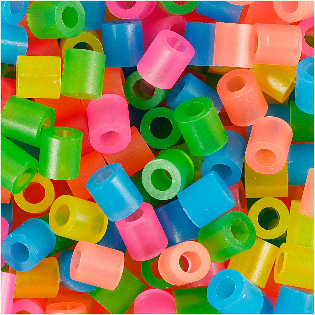 Nabbi-Perlen zum Aufbügeln, Größe 5 x 5 mm, Lochgröße 2,5 mm, mittel, Neonfarben, 20.000 Teile, 1 Eimer