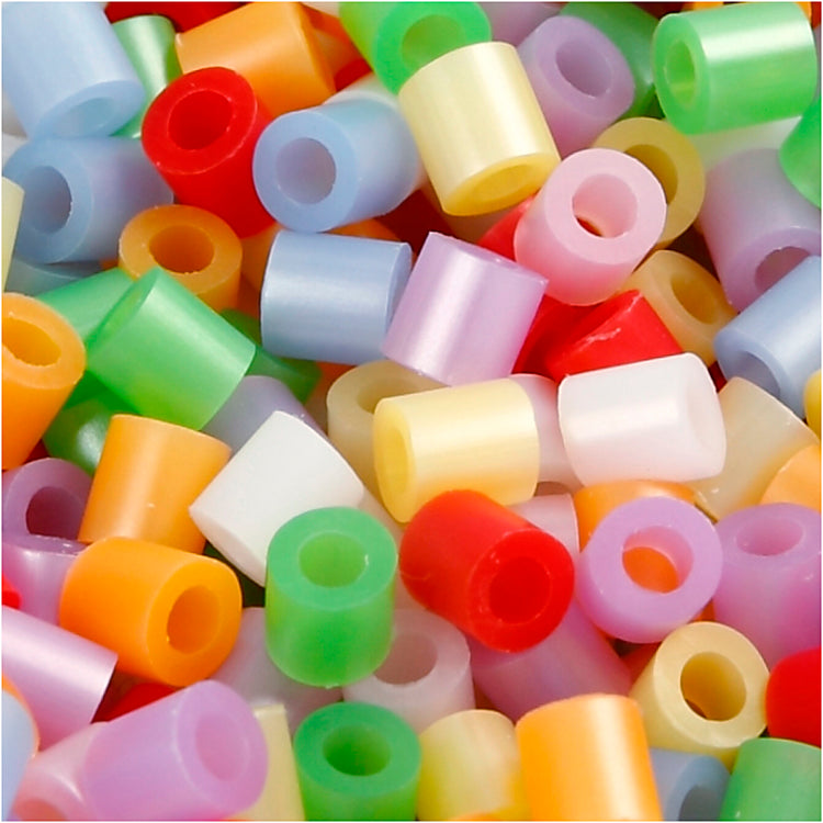 Nabbi-Perlen zum Aufbügeln, Größe 5 x 5 mm, Lochgröße 2,5 mm, mittel, Perlmuttfarben, 1100 Teilungen, 1 Box