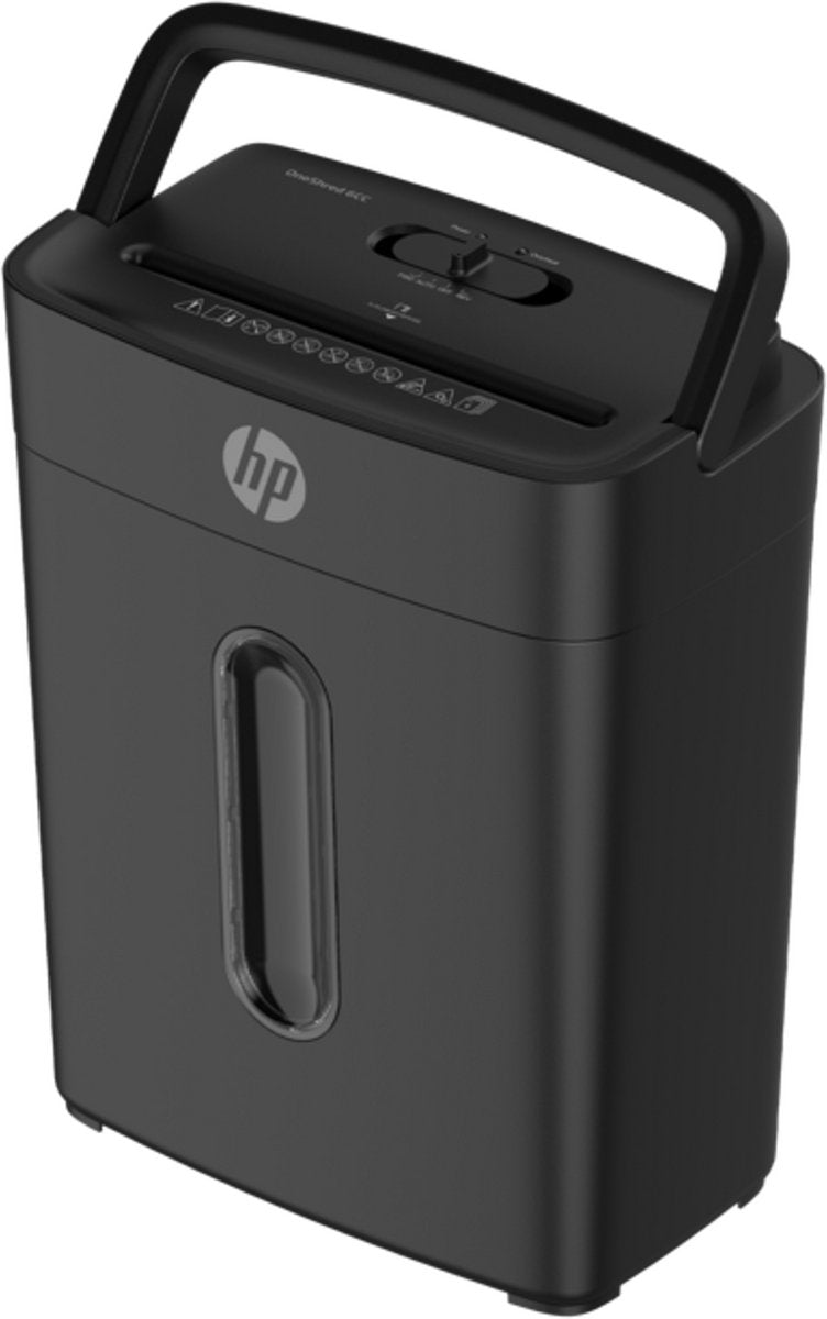 HP Oneshred 6cc Aktenvernichter – 6 Blatt DIN A4 – P-4 DIN66399 – Aktenvernichter – 14 Liter – Klappgriff – Home Office – Schwarz