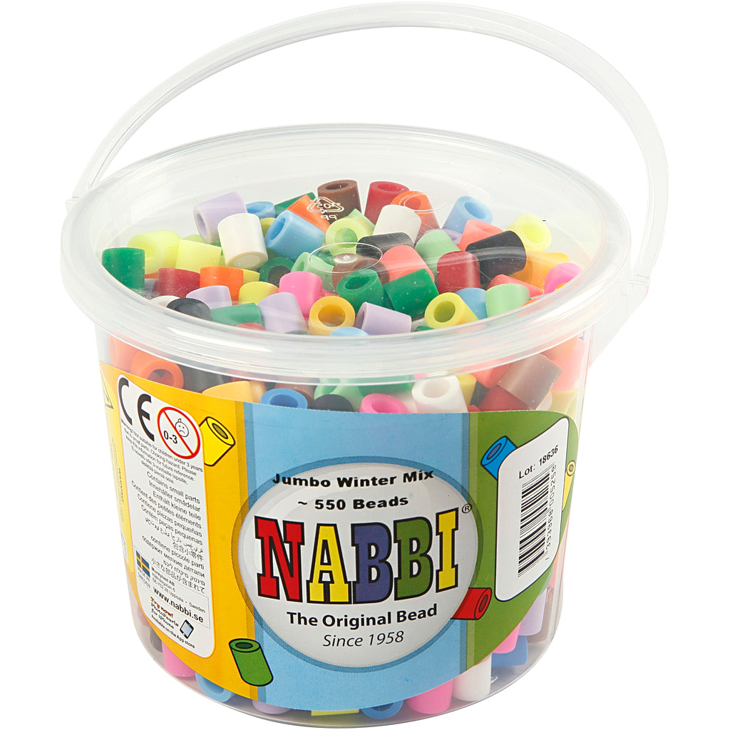 Nabbi-Perlen zum Aufbügeln, Größe 10 x 10 mm, Lochgröße 5,5 mm, Jumbo, zusätzliche Farben, 550 Teile, 1 Box