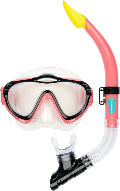 Waimea Taucherbrille mit Schnorchel – Kinder – Rosa – Linse aus gehärtetem Glas