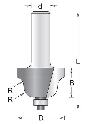 Hikoki Ogee-Rundfräser 25,4 mm Schaft = 8 mm + Lager