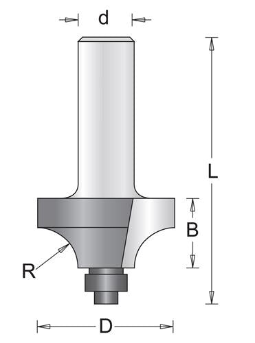 Hikoki-Rundfräser 25,4 mm Schaft = 8 mm + Lager