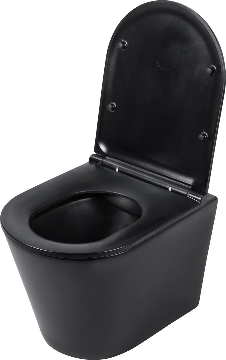 Differnz Wand-WC mit spülrandlosem PS-Ausgang inklusive WC-Sitz schwarz matt