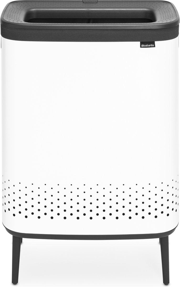 Brabantia Bo Hi Wäschekorb – mit Deckel – 2 x 45 l – Wäschesortierer – 2 Fächer – Weiß