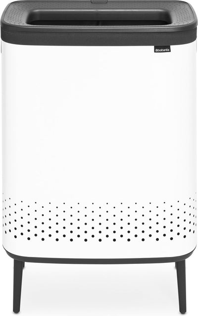 Brabantia Bo Hi Wäschekorb – mit Deckel – 2 x 45 l – Wäschesortierer – 2 Fächer – Weiß