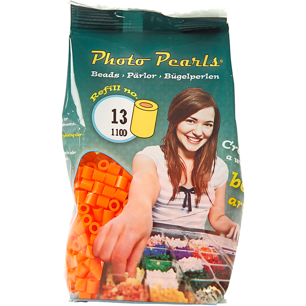 Nabbi Fotoperlen, Größe 5x5 mm, Lochgröße 2,5 mm, mittel, leuchtend orange (13), 1100 Stück 1 Box