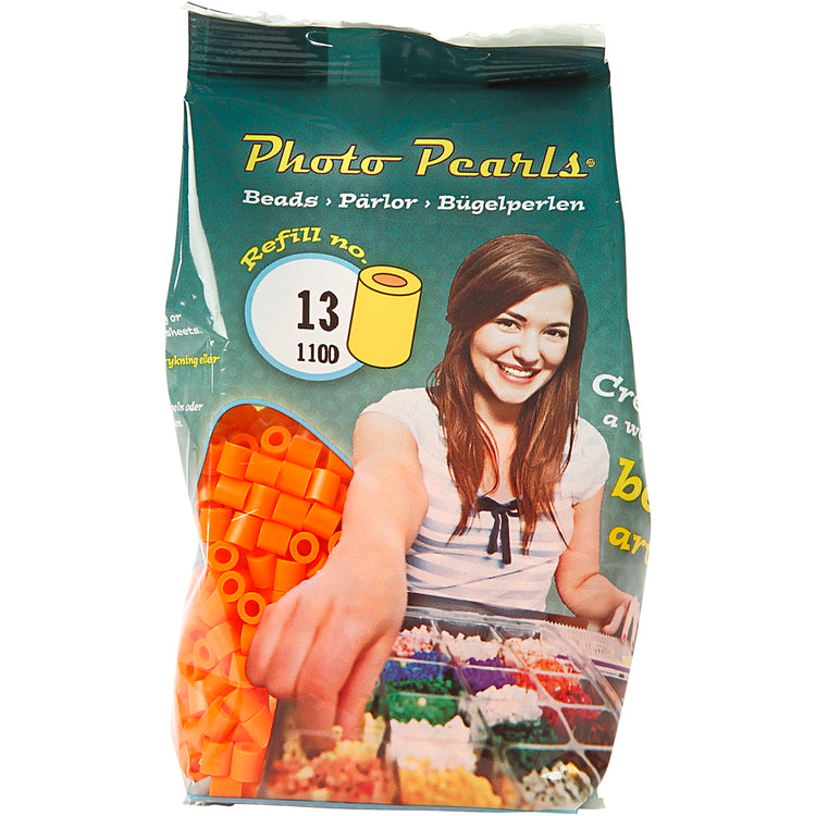 Nabbi Fotoperlen, Größe 5x5 mm, Lochgröße 2,5 mm, mittel, leuchtend orange (13), 1100 Stück 1 Box