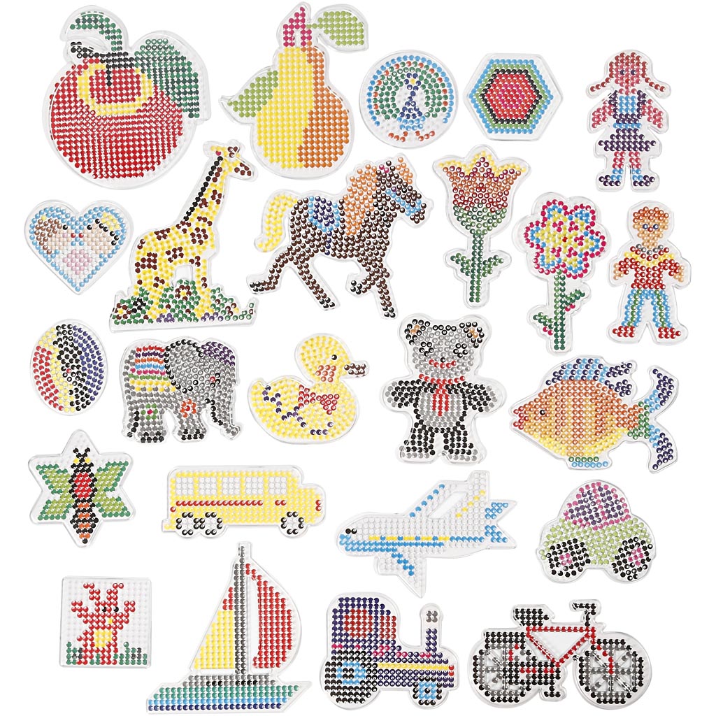 Creativ Company Grundplatte, Geometrie, Tiere, Kinder, Blumen und Transport, Maße 7x7,5-14x16 cm, mittel, klar, 4x10 Box 1 Box