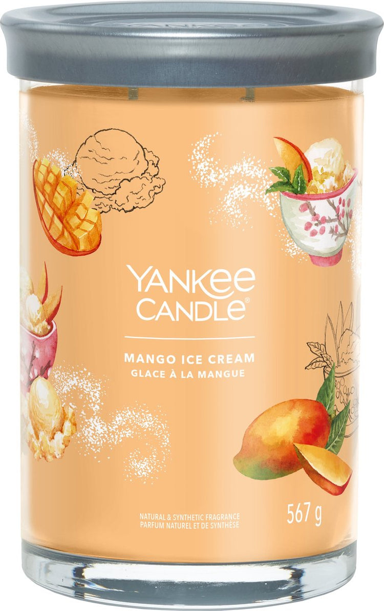 Yankee Candle – Mango-Eiscreme-Duftkerze im großen Glas – 100 Brennstunden – zwei Dochte
