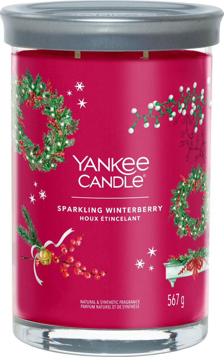 Yankee Candle – funkelnde Winterberry-Duftkerze im großen Glas – 100 Brennstunden – zwei Dochte
