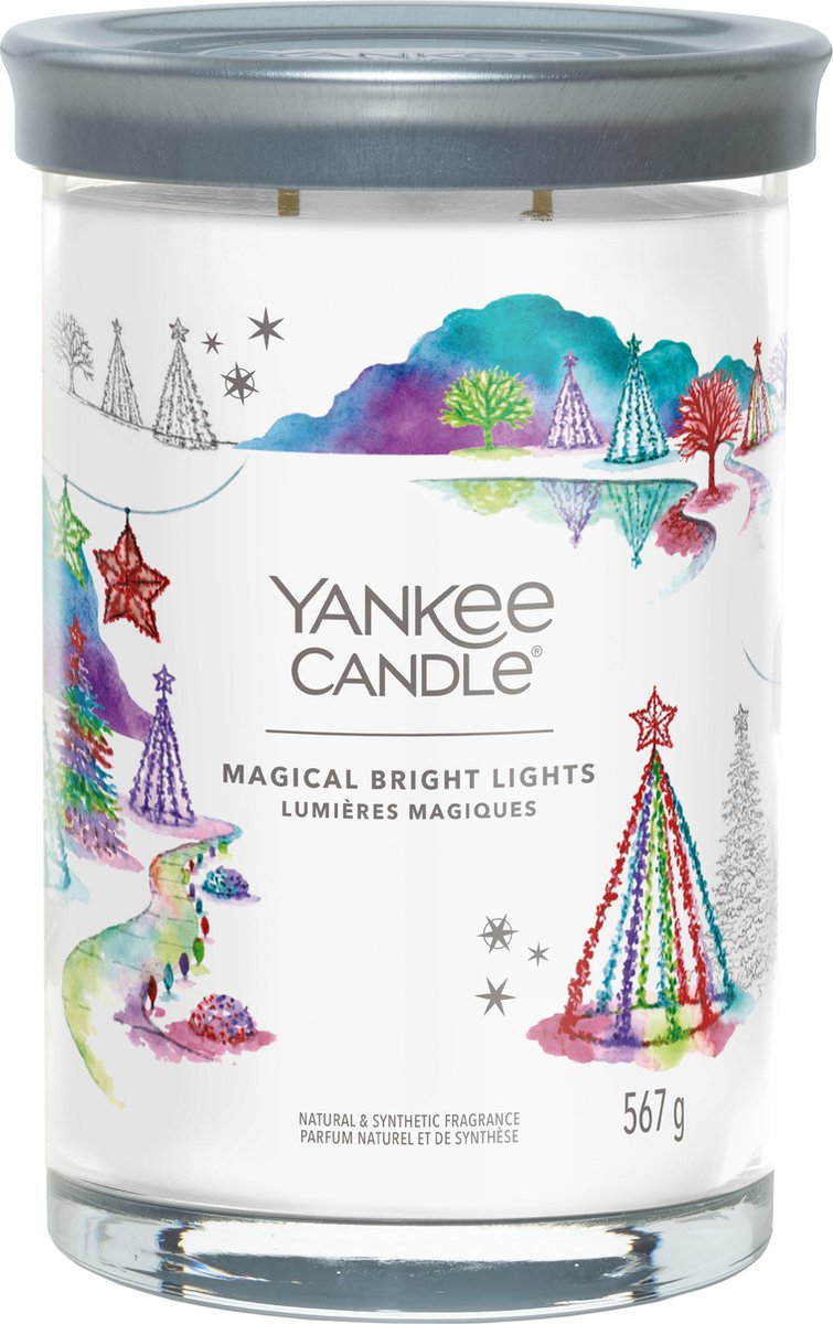 Yankee Candle – Duftkerze mit magischen hellen Lichtern, großes Glas – 100 Brennstunden – zwei Dochte
