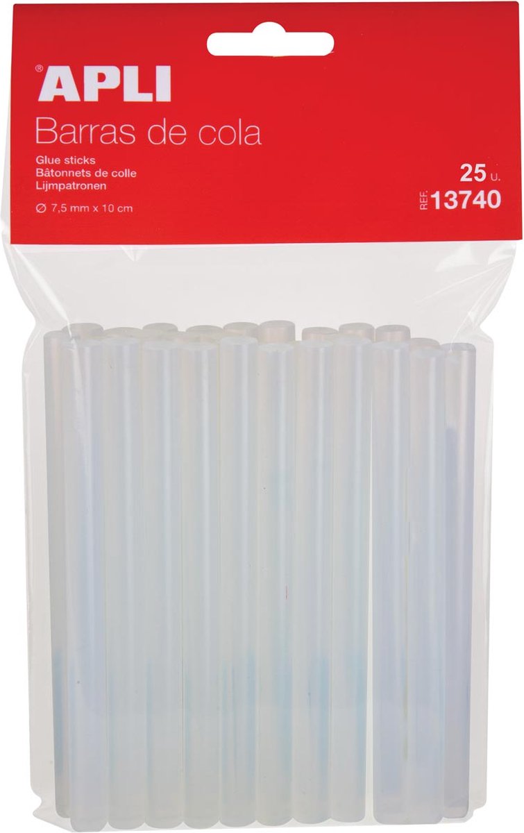 Apli transparente Klebestifte 7,5 mm, Hängebeutel mit 25 Stück