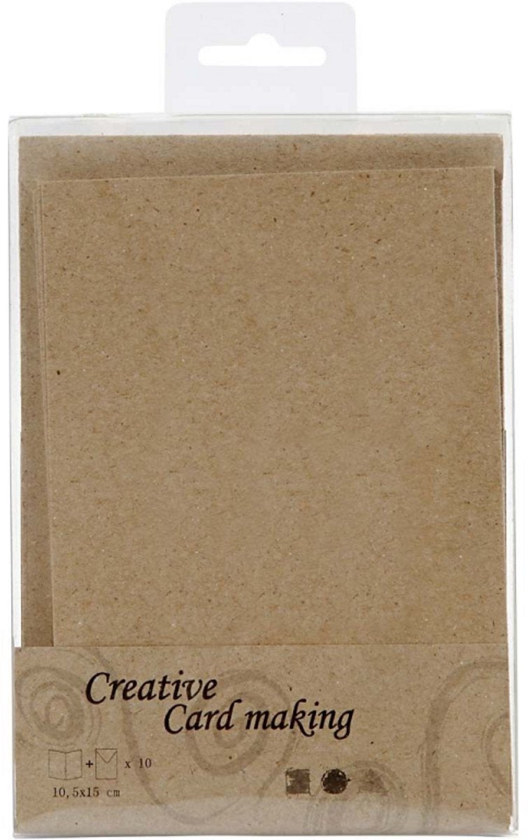 Creativ Firmenkarten und Umschläge, Kartengröße 10,5x15 cm, Umschlaggröße 11,5x16,5 cm, natur, 10er Set 1 Box