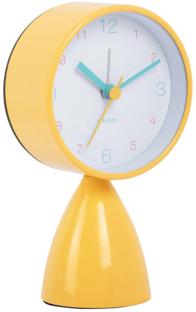 Karlsson Wecker Funky Vibes – leuchtendes Gelb – 7,8 x 7,8 x 13,3 cm – modern – Wecker für Schlafzimmer – Wecker