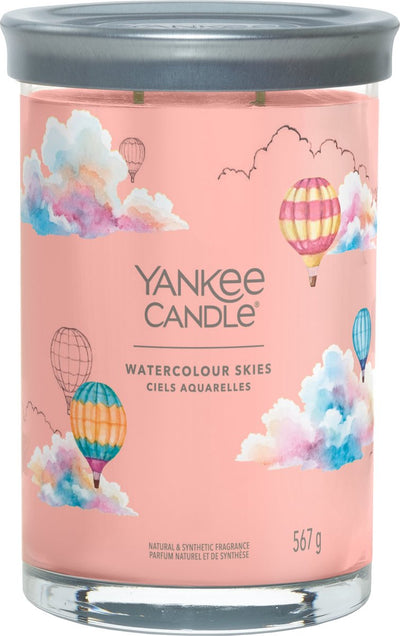 Yankee Candle – Aquarell-Himmel, große Duftkerze im Glas – 100 Brennstunden – zwei Dochte