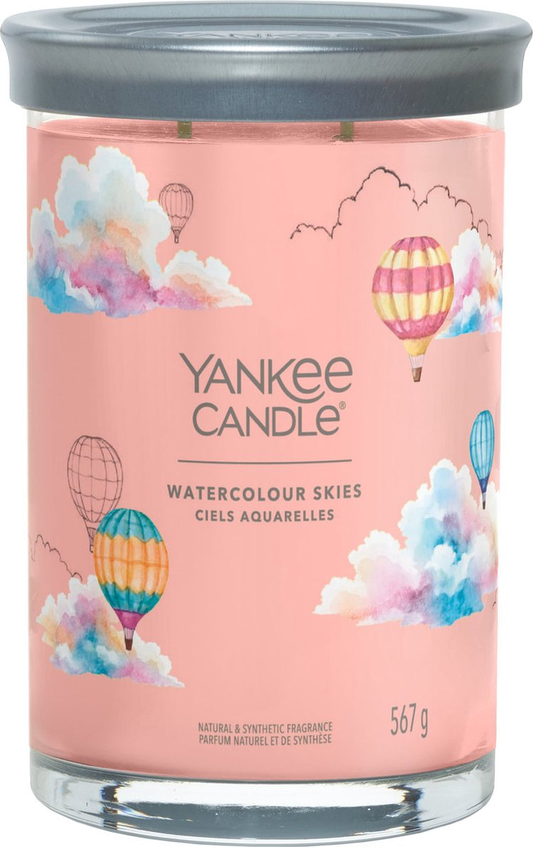 Yankee Candle – Aquarell-Himmel, große Duftkerze im Glas – 100 Brennstunden – zwei Dochte