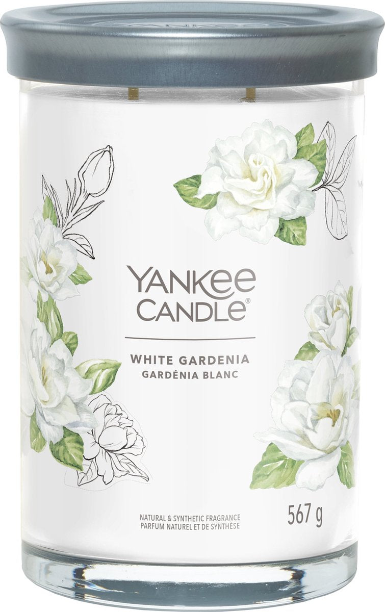 Yankee Candle – weiße Gardenie-Duftkerze im großen Glas – 100 Brennstunden – zwei Dochte