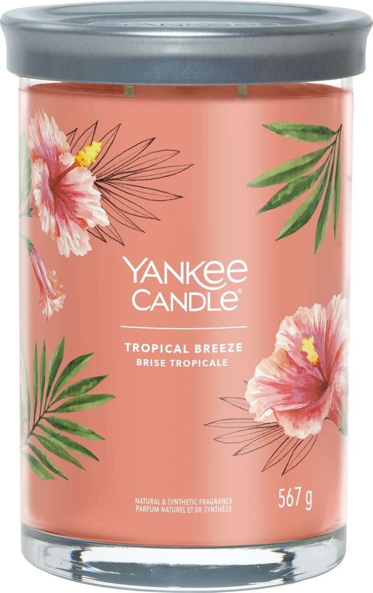 Yankee Candle – Duftkerze mit tropischer Brise, großes Glas – 100 Brennstunden – zwei Dochte