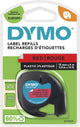 Dymo Letratag Original-Kunststoffetiketten | schwarzer Druck auf roten Etiketten | 12mm x 4m | selbstklebende Multifunktionsetiketten für Letratag-Etikettendrucker | Hergestellt in Europa