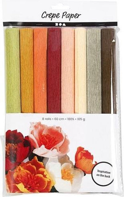 Crep Paper Pastellfarben, 8 Blätter