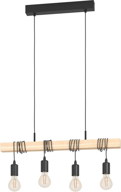 Eglo Townshend Hängelampe – E27 – 70 cm – Schwarzbraun – FSC-Holz