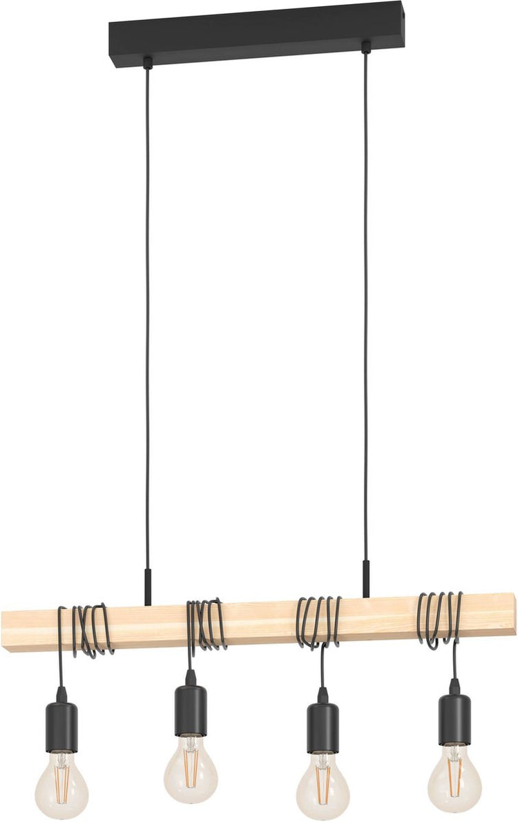 Eglo Townshend Hängelampe – E27 – 70 cm – Schwarzbraun – FSC-Holz