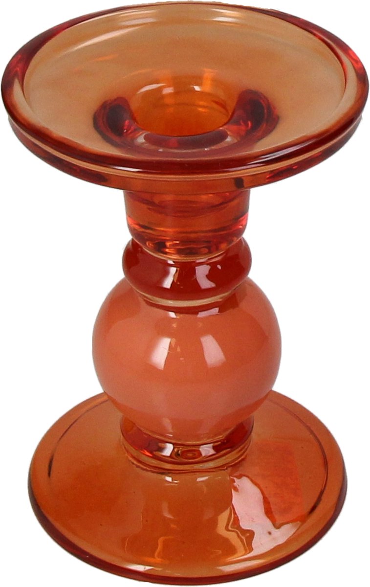 HD Collection Kerzenhalter Glas Orange 9x9x13cm