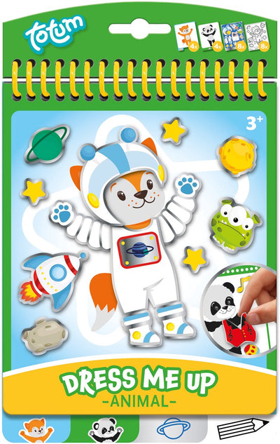 Totum Dress Me Up Aufkleber Anzieh- und Malbuch Urlaubsbuch Tiere 24 Teile – Spielzeug Junior ab 3 Jahren Aufkleber und Farbe – Panda und Fuchs
