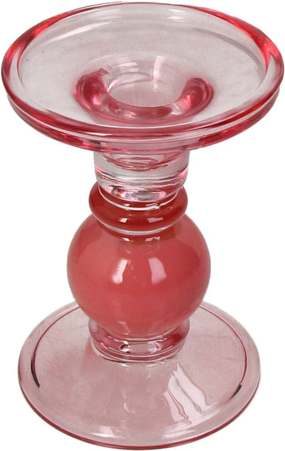 HD Collection Kerzenhalter aus Glas, rosa, 9 x 9 x 13 cm
