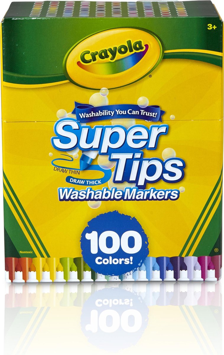 Crayola – Super Tips – Filzstifte – 100 waschbare Filzstifte – für Kinder