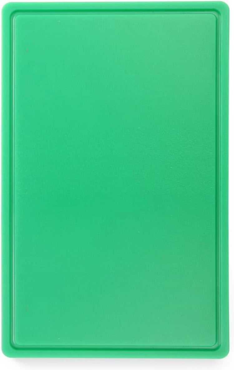 Hendi Gastronorm-Schneidebrett – HACCP – Saftkanal und glatte Seite – 530 x 325 mm – grün