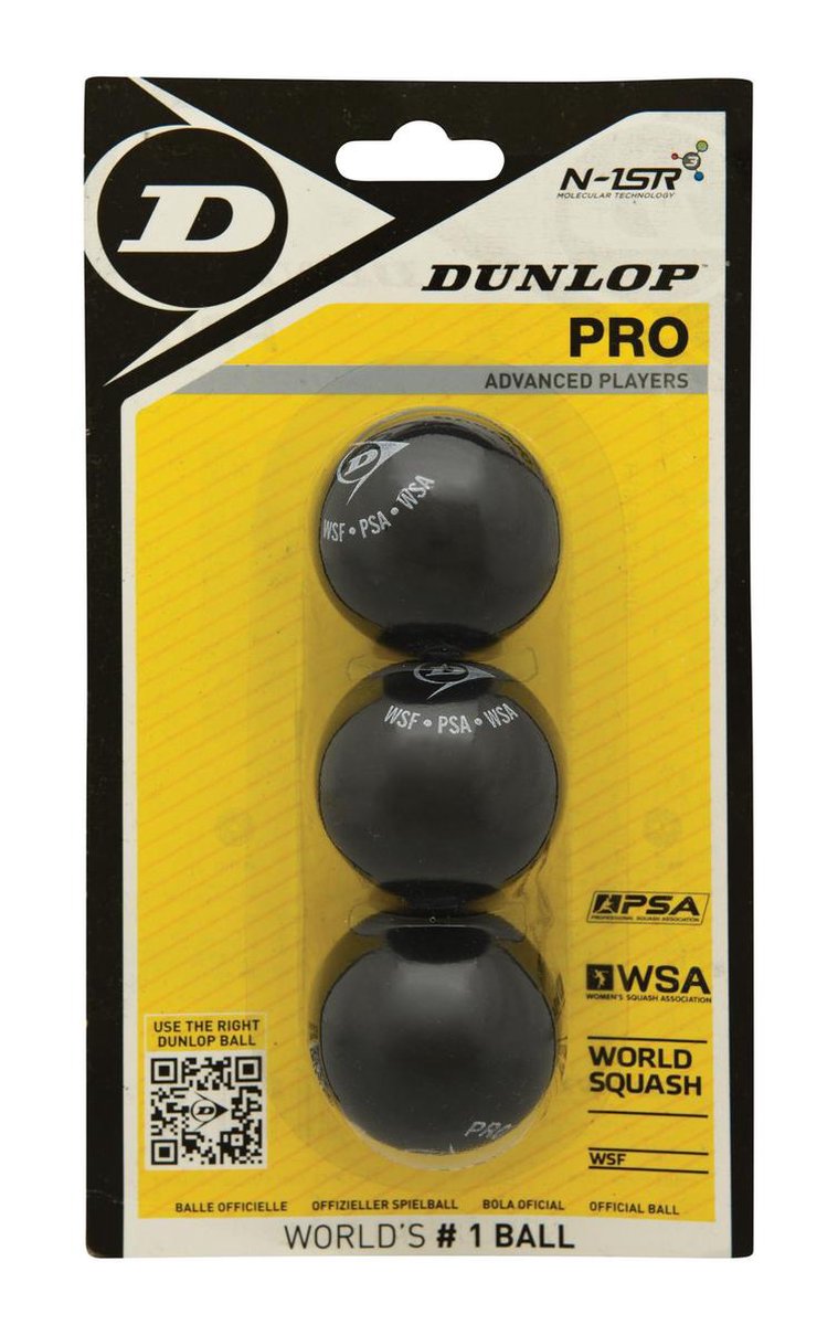 Dunlop Pro – Squashbälle für Wettkampfspieler – 3-Ball-Blister – Schwarz