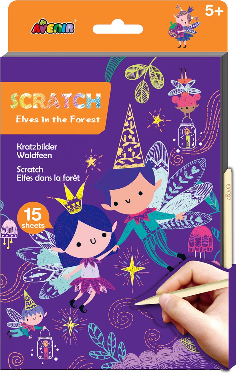 Avenir Rubbelbuch A5 – Elfen im Wald – 15 Seiten – kreatives Spielen – 5+