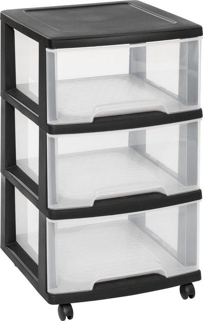 Curver Essentials Schubladensystem – 3 x 20 Liter – 37,1 x 38,9 x 67 cm – Schwarz