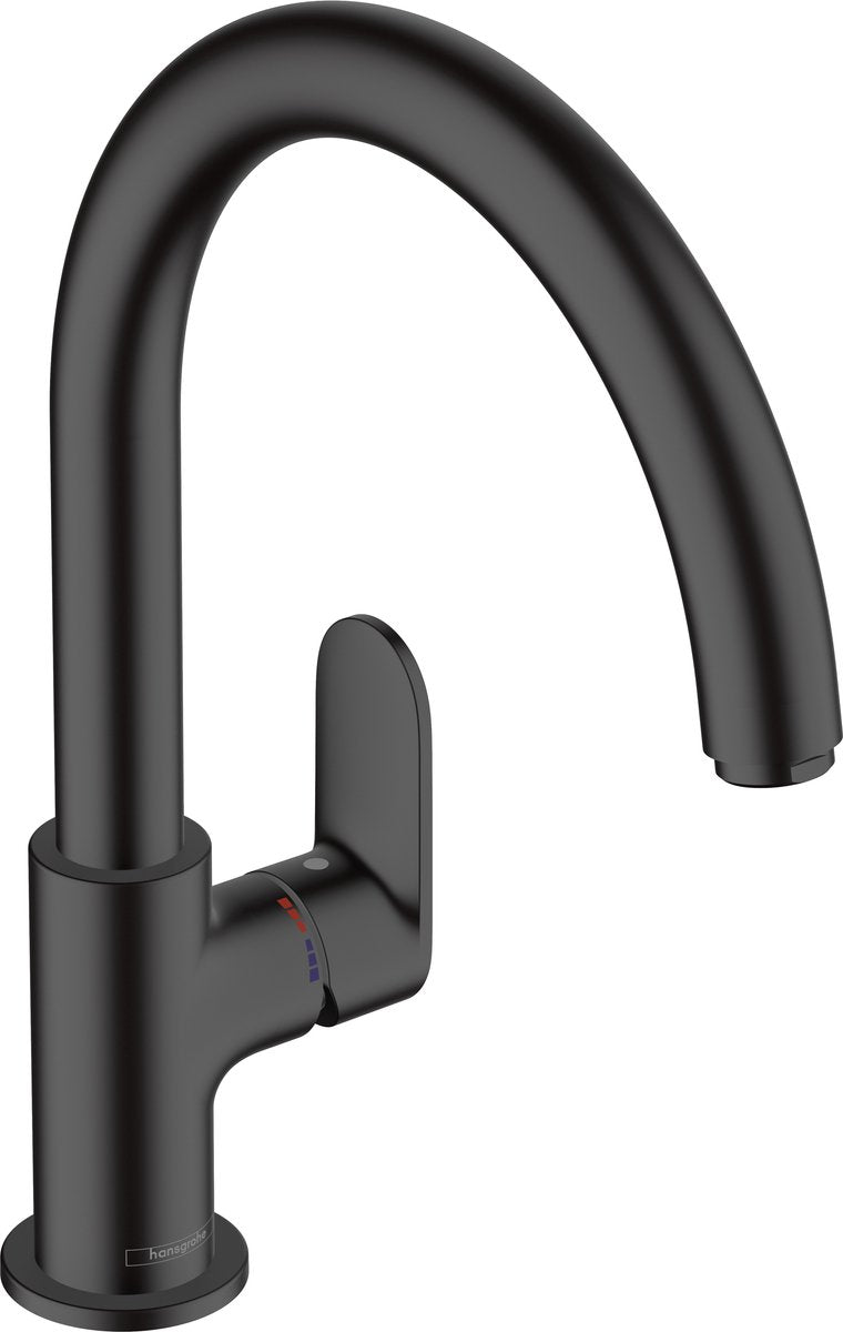 Hansgrohe Lackmischung M35 – Küchenmischbatterie – Einhebelbedienung – Größe 210 mm – schwenkbarer Auslauf – 1 Strahlfunktion – mattschwarz