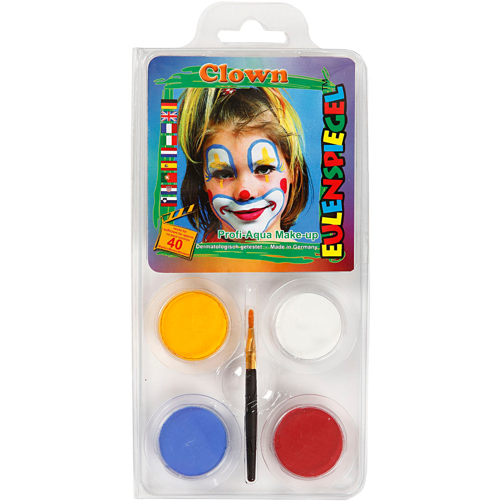 Eulenspiegel Schmink - Motive Set, Clown, verschiedene Farben, 1 Set