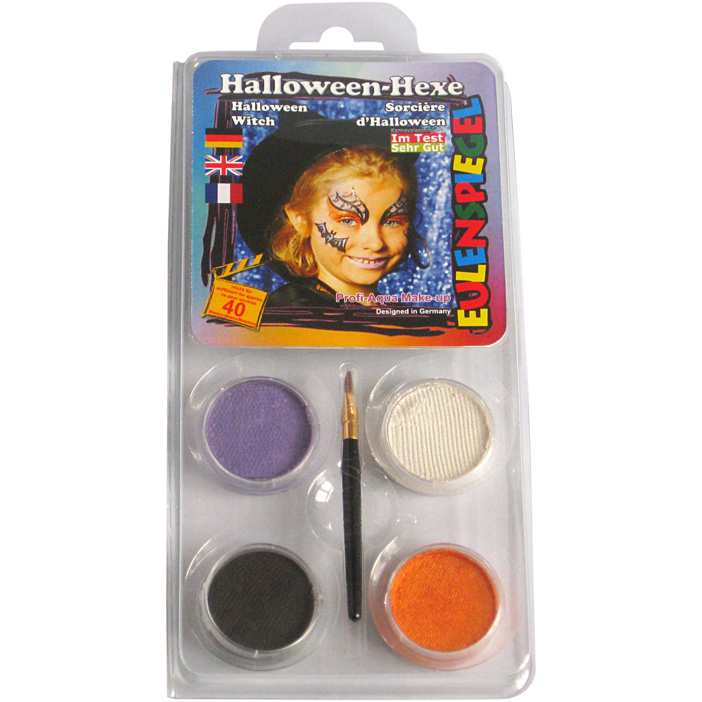 Eulenspiegel Schmink - Motive Set, Halloween Hexe, verschiedene Farben, 1 Set
