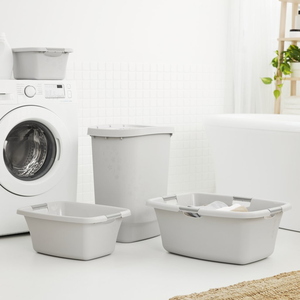Rotho Blumen Wäschekorb 12l Cool Grey