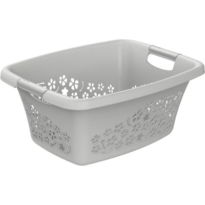 Rotho Blumen Wäschekorb 25l Cool Grey
