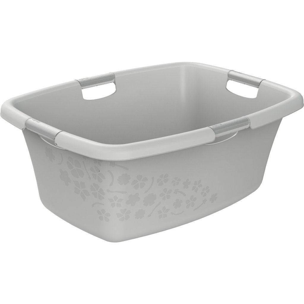 Rotho Blumen Wäschekorb 50l Cool Grey